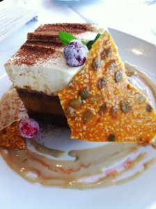 Spiced Pumpkin Tiramisu with Espresso Crème Anglaise, Salted Seed Brittle
